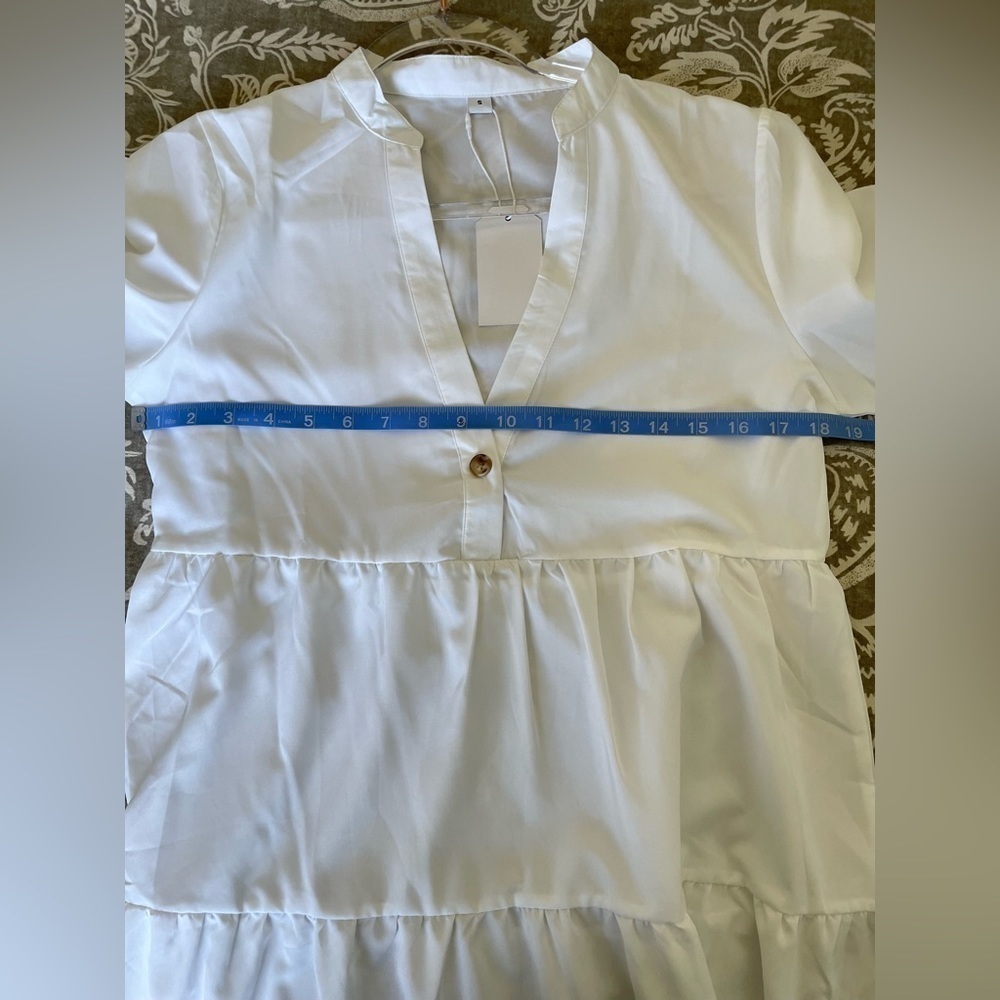White dress sheer beach cover up short sleeve small NWT - Picture 8 of 9